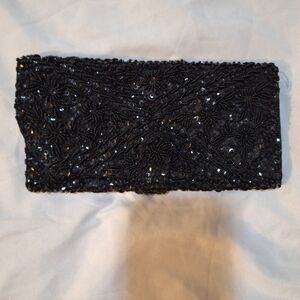 Bon Soir Black Beaded Evening Clutch